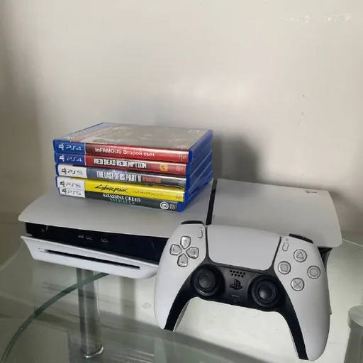 PlayStation 5 Slim Disc Edition, джойстик, игры