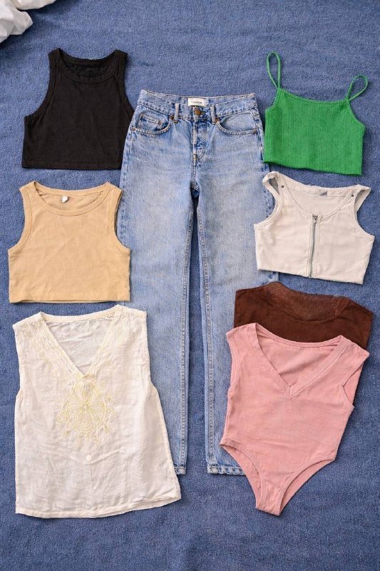 Пуховик, топы, джинсы, рубашки, кофты, сумка, обложка на паспорт