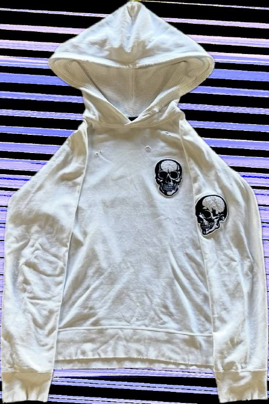 Number (N)ine SS04 White double skull zip-up hoodie