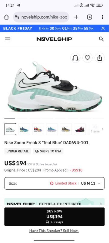 Мужские кроссовки Nike Zoom Freak 3 Teal Blue 12 US 8