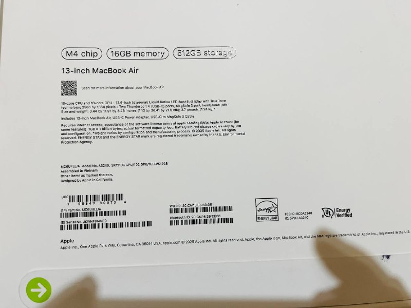 MacBook Air 13 M4 16GB 512GB Sky Blue