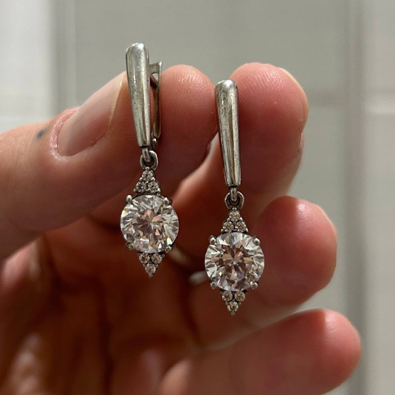 Серьги серебро 925 с фианитами