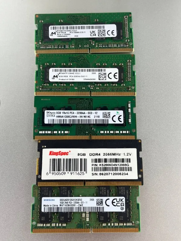 DDR4 SO-DIMM Micron 4 Гб, Hynix 8 Гб, Kingspec 8 Гб, Samsung 16 Гб