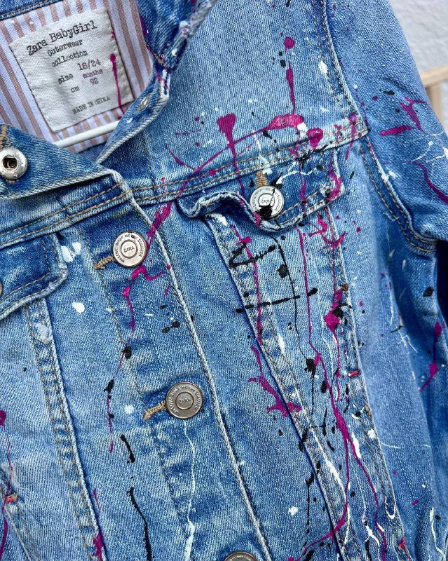 Джинсовая куртка с ручной росписью для детей 1,5-2 года 2