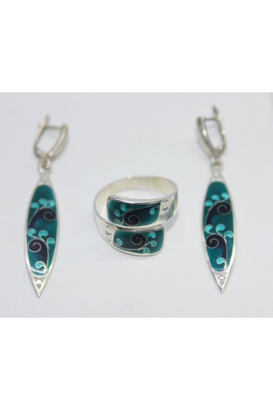 Эмаль на серебре Минанкари комплект украшений 9