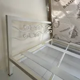 Bed with 150×200 mattress and wrought-iron headboard 3