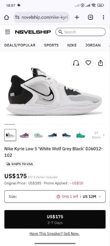 Кроссовки Nike Mens Kyrie 5 Low White Black размер 12 US 7