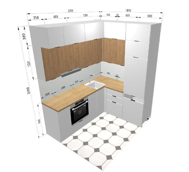 Кухня из MDF и ламината, столешница, фурнитура