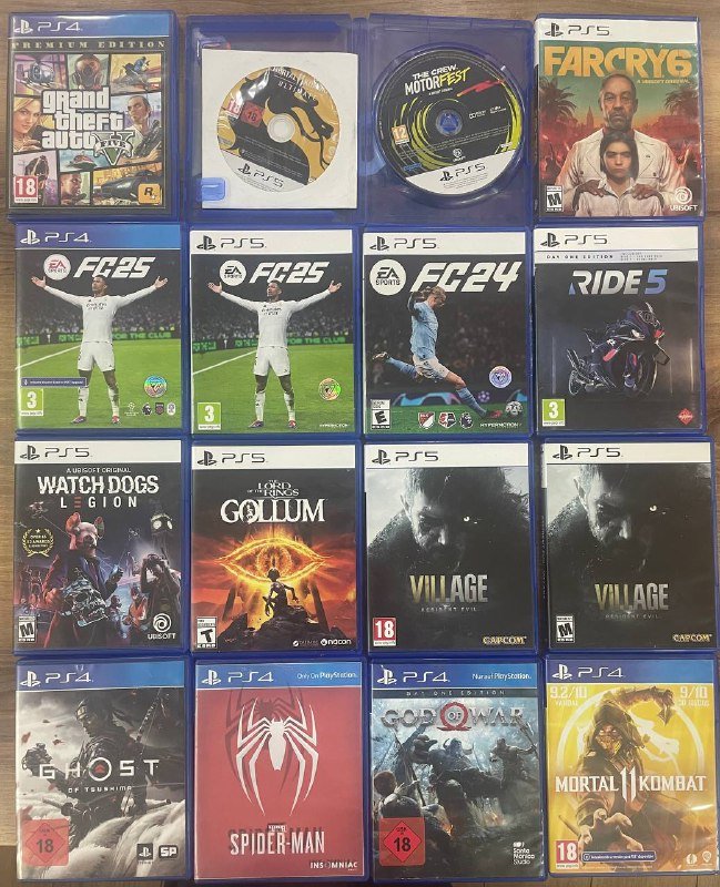 игры PS4 и PS5 Grand Theft Auto, Far Cry 6, FC25, FC24, Ride 5, Watch Dogs, Gollum, Village, Ghost, Spider Man, God of War, Mortal Kombat