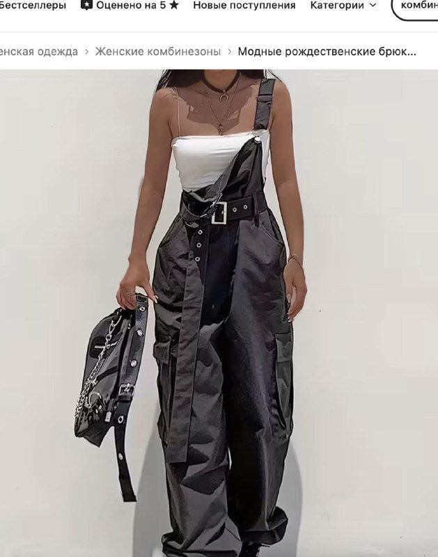 Женский черный комбинезон размер M 3