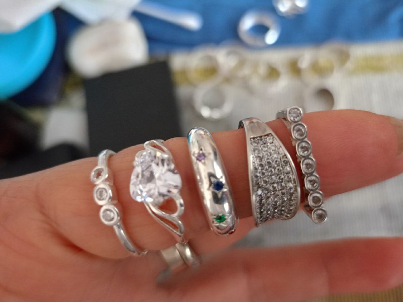 Серебряные украшения 925 пробы, кольца, браслеты, серьги 4