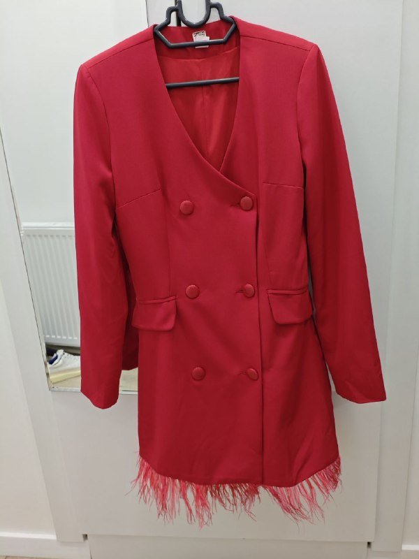 Красный пиджак из вискозы 42 размер S 2