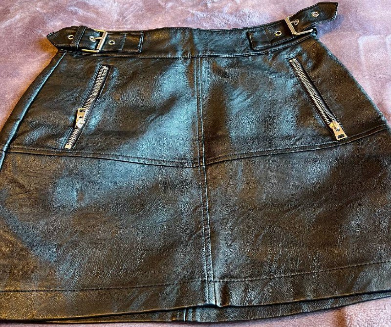 Юбка кожаная черная 36 размер 5