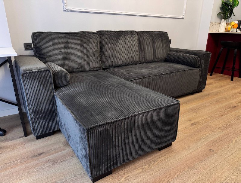 Диван угловой тёмно-серый 5