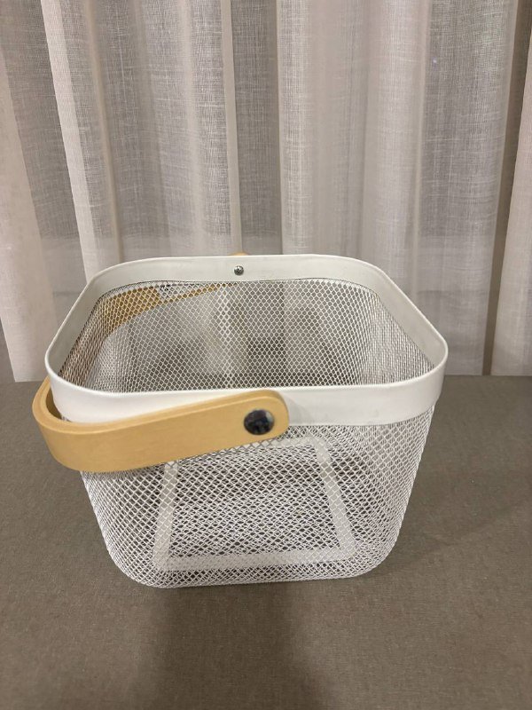 Корзина IKEA RISATORP металлическая с деревянной ручкой 3