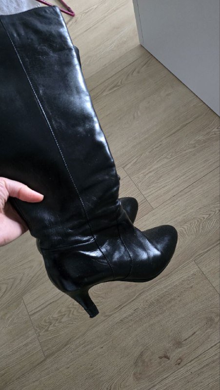 Кожаные сапоги на каблуке с мехом кролика Alba 5