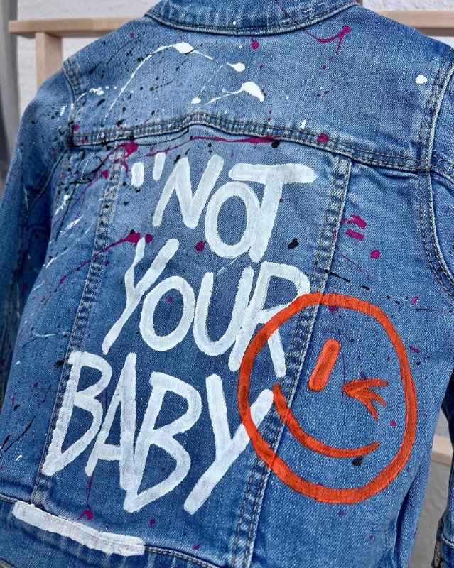 Джинсовая куртка с ручной росписью для детей 1,5-2 года 3