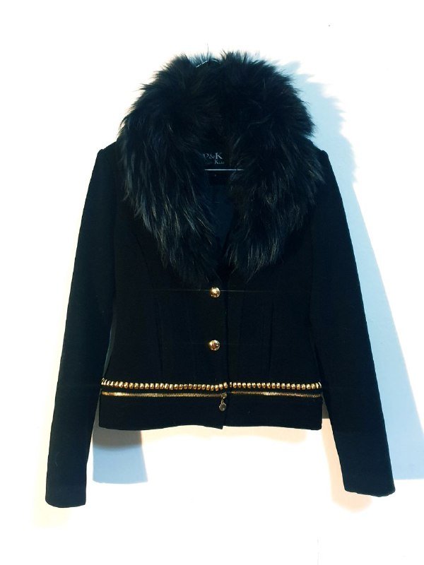 Пиджак-пальто с меховым воротником, размер S