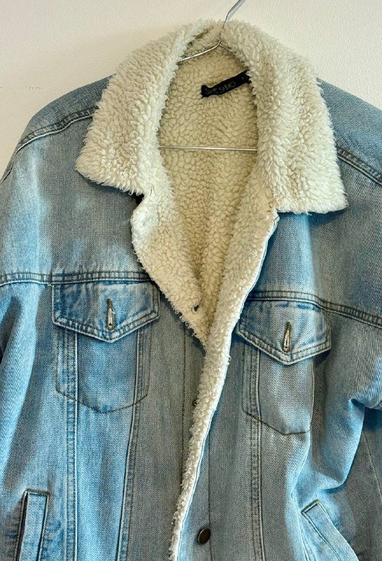 Теплая джинсовая куртка с мехом 4