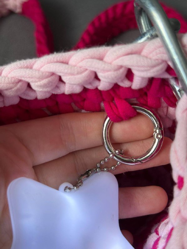 Розовая прелестная сумочка, Джутовая круглая сумочка 4