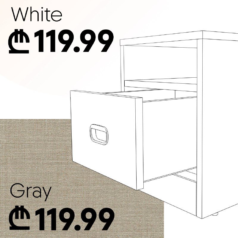 Прикроватные тумбочки с ящиком белого и серого цвета 3