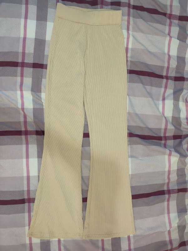 Новые бежевые брюки в рубчик XS-S 2