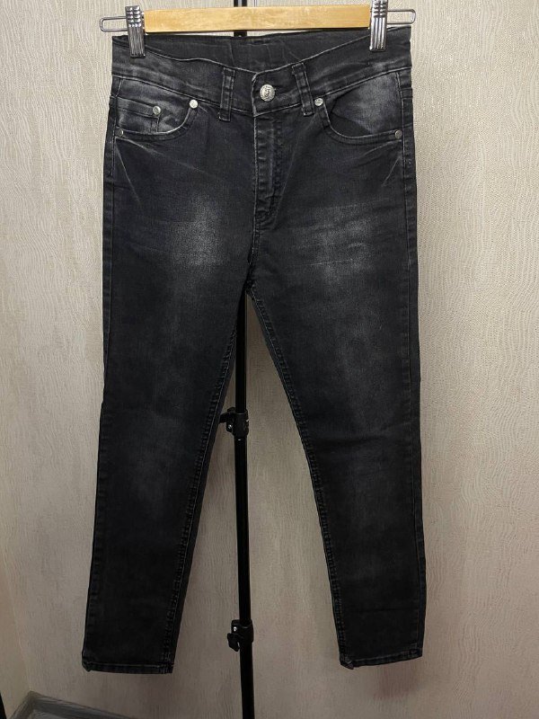 Укороченные джинсы, подростковые джинсы, черные и темно-серые джинсы 6