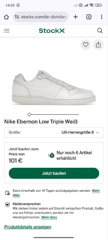 Кроссовки Nike Ebernon Low Triple White мужские 7