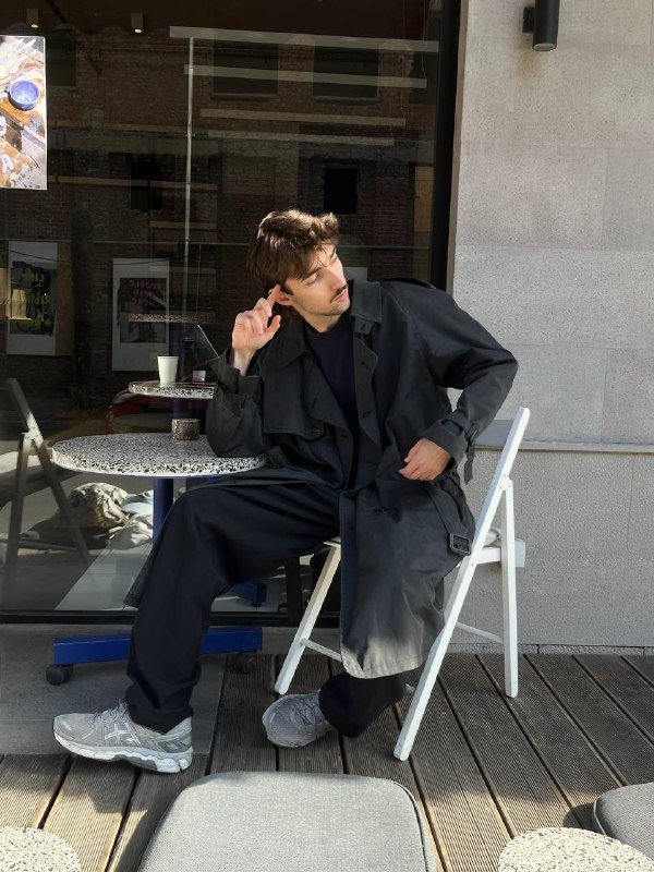 Графитовый черный тренч 50ых годов размер М 5