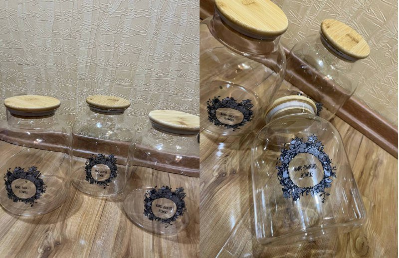Банки стеклянные с деревянной крышкой