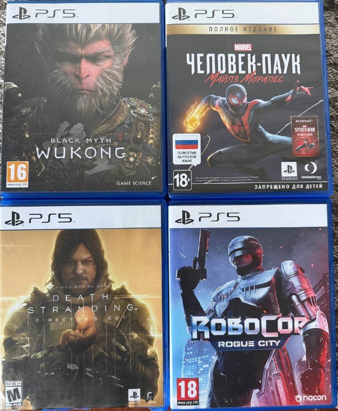 Игры для PlayStation 5 Death Stranding, Miles Morales, Black Myth Wukong, Robocop