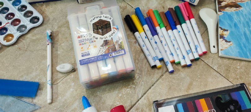 Набор для творчества с гуашью, акварелью, клеем, маркерами и альбомом 4