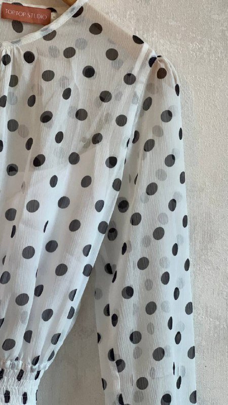 Белое платье в чёрный горошек Toptop Studio 4