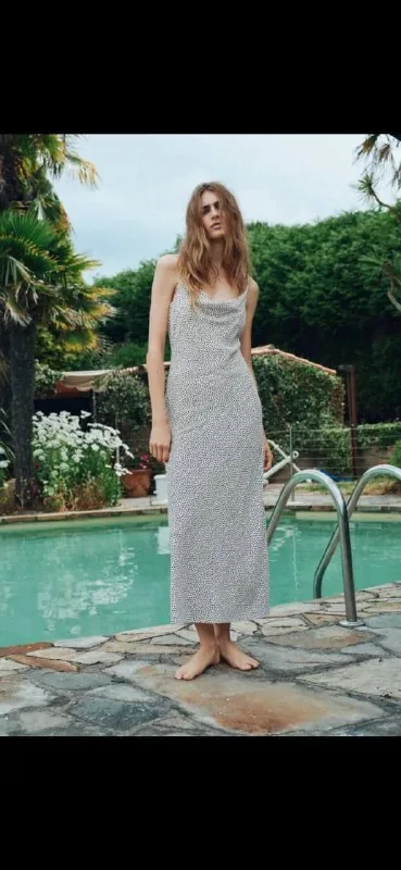 Платье Zara, платье в горох, оливковое платье 1