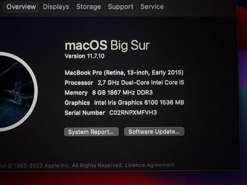 MacBook Pro 13 2015 128GB SSD 8GB RAM 6