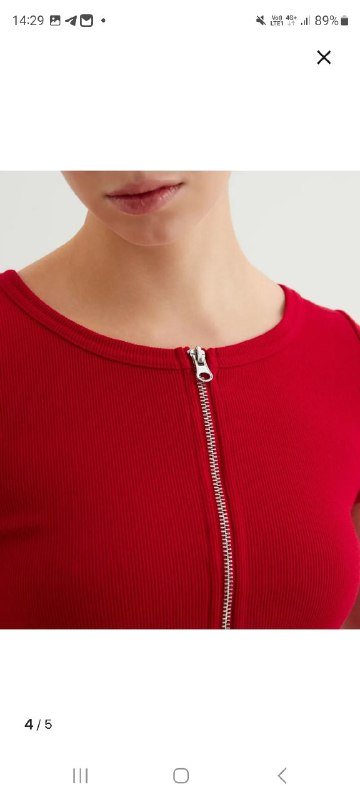 Яркий красный топ на молнии 42-44 хлопок новый 3