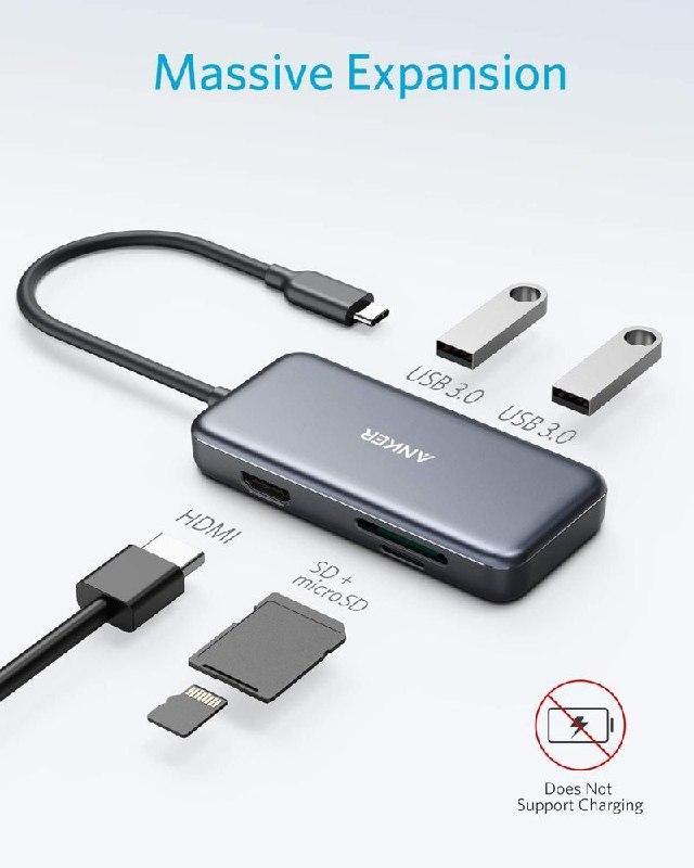 Адаптер-переходник Anker USB-C для Macbook 5 в 1 2