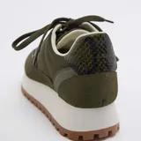 Женские кроссовки Zara, кожаные, хаки 4