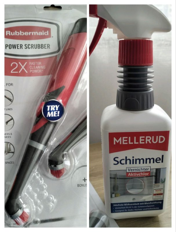 Набор для очистки от плесени Mellerud и щётка Rubbermaid 2
