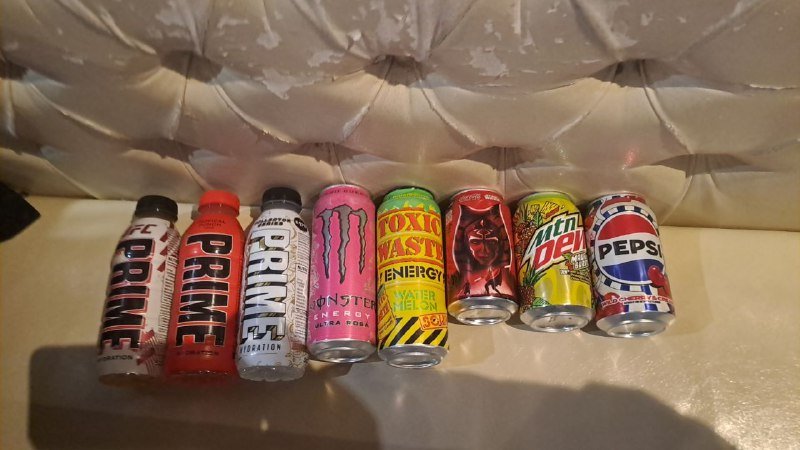 Набор энергетических напитков Prime, Monster, Toxic, Pepsi, Mountain Dew