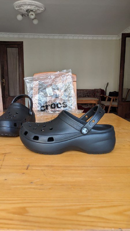 Crocs на платформе W10 женские черные