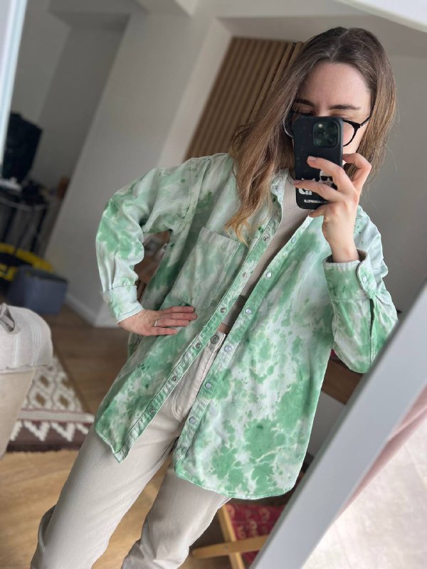 Рубашка джинсовая H&M, кастомизированная тай дай 3