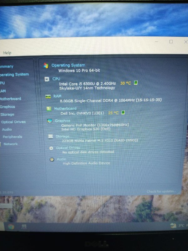 Ноутбук Dell с Intel Core i5, 8GB RAM, SSD 223GB 3