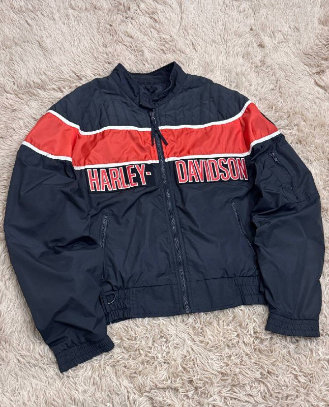 Винтажная гоначкая бомбер куртка Harley Davidson, размер L 2