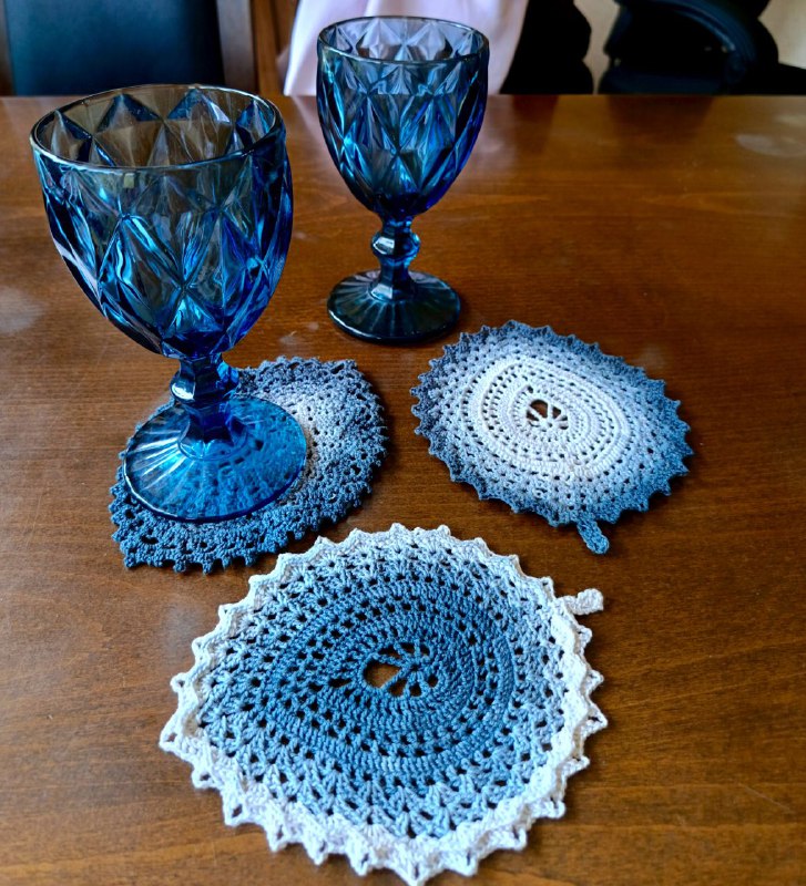 Салфетки связанные крючком из хлопка, 3 штуки