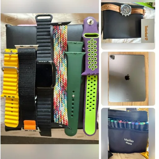 Apple Watch S7, iPad Pro, часы Timberland, маркеры