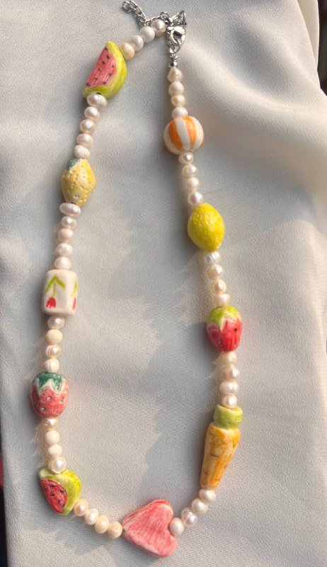 Ожерелья из натуральных камней, жемчужное ожерелье с бусинами-фруктами 7
