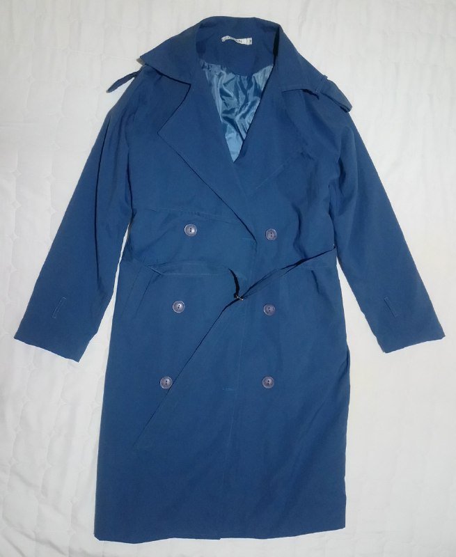 Стильный тренч плащ пальто синего цвета размер М
