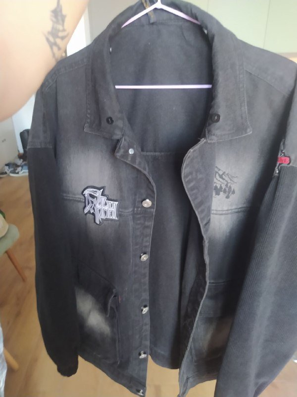 Джинсовая куртка с вельветовыми рукавами 2