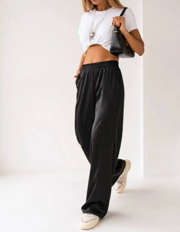 Черные и светлые молочные женские штаны 2